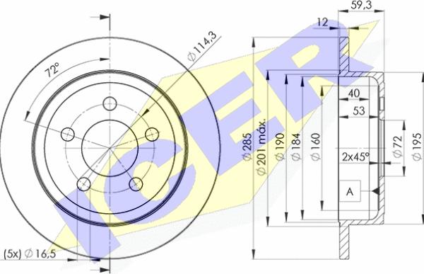 Icer 78BD5122-2 - Brake Disc autospares.lv