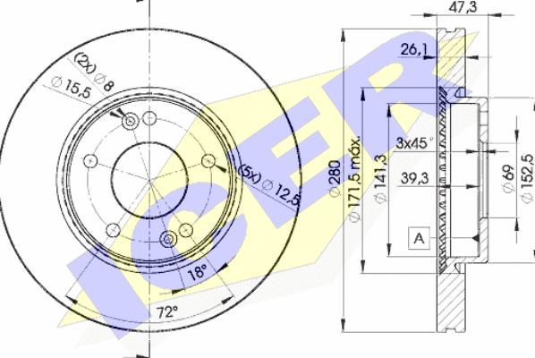 Icer 78BD5171-2 - Brake Disc autospares.lv