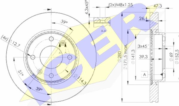 Icer 78BD5172-2 - Brake Disc autospares.lv