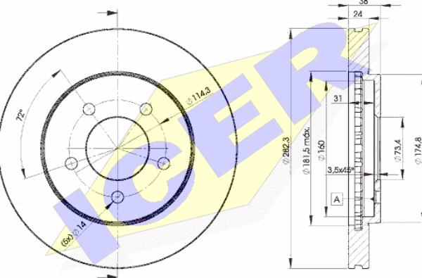 Icer 78BD5347-2 - Brake Disc autospares.lv