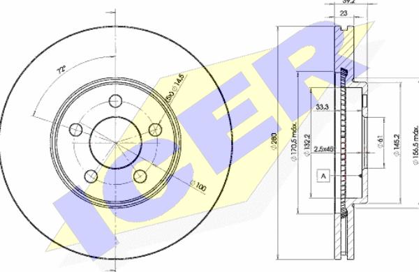 Icer 78BD5300-2 - Brake Disc autospares.lv