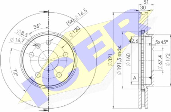 Icer 78BD5387-2 - Brake Disc autospares.lv