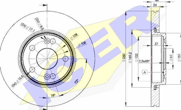 Icer 78BD6198-2 - Brake Disc autospares.lv