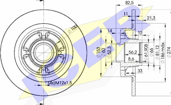 Icer 78BD6328-1 - Brake Disc autospares.lv