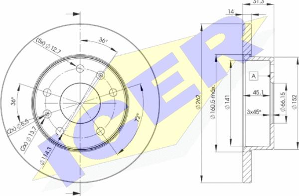 Icer 78BD0903-2 - Brake Disc autospares.lv