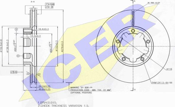 Icer 78BD0025-2 - Brake Disc autospares.lv