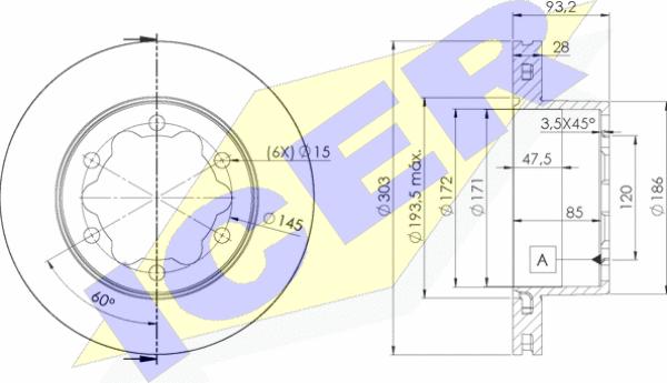 Icer 78BD0192-1 - Brake Disc autospares.lv