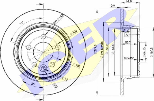 Icer 78BD0847-2 - Brake Disc autospares.lv