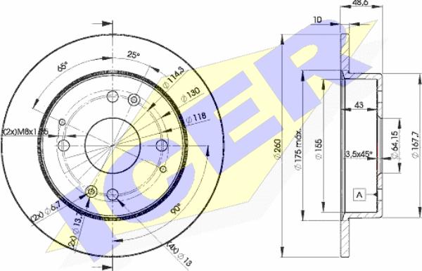 Icer 78BD0835-2 - Brake Disc autospares.lv