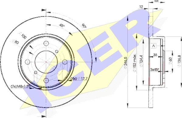 Icer 78BD0711-2 - Brake Disc autospares.lv