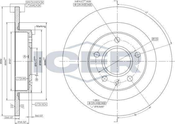 Icer 78BD1558-2 - Brake Disc autospares.lv