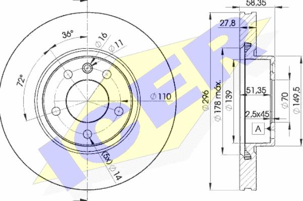 Icer 78BD1134-2 - Brake Disc autospares.lv