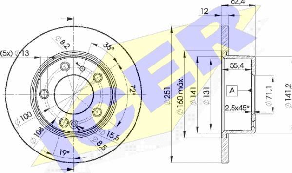 Icer 78BD1796-2 - Brake Disc autospares.lv