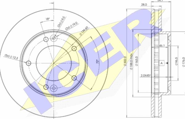 Icer 78BD1712-2 - Brake Disc autospares.lv