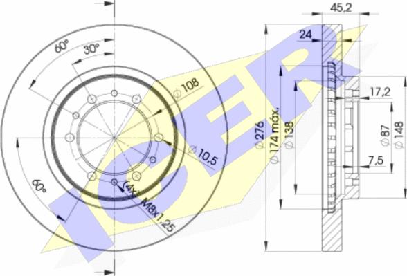 Icer 78BD8716-2 - Brake Disc autospares.lv