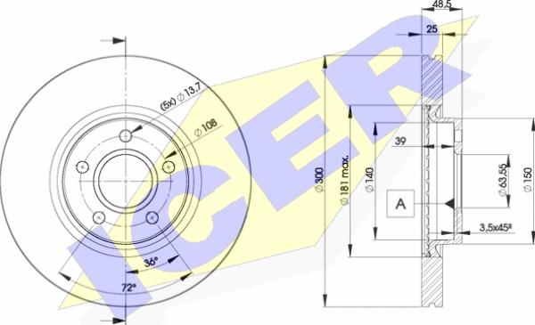 Icer 78BD3937-2 - Brake Disc autospares.lv