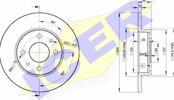 Icer 78BD3465-2 - Brake Disc autospares.lv