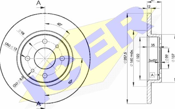 Icer 78BD3466-2 - Brake Disc autospares.lv