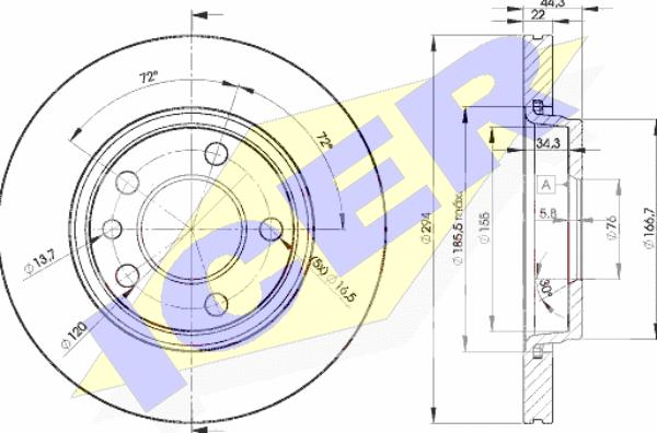 Icer 78BD3021-2 - Brake Disc autospares.lv