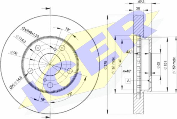 Icer 78BD3304-2 - Brake Disc autospares.lv