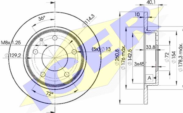 Icer 78BD3259-2 - Brake Disc autospares.lv