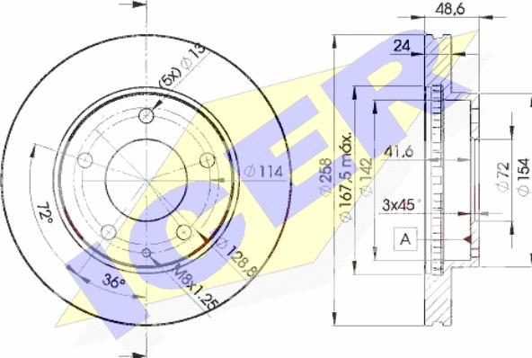 Icer 78BD3258-2 - Brake Disc autospares.lv