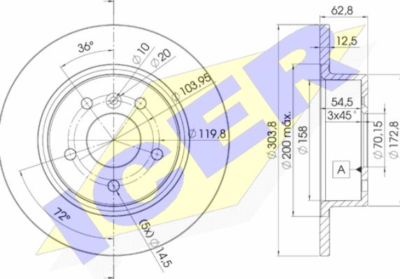 Icer 78BD2004-2 - Brake Disc autospares.lv