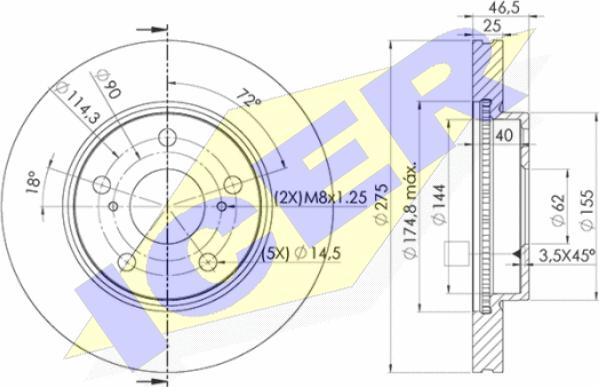 Icer 78BD2881-2 - Brake Disc autospares.lv