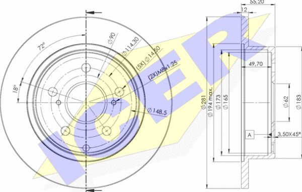 Icer 78BD2882-2 - Brake Disc autospares.lv