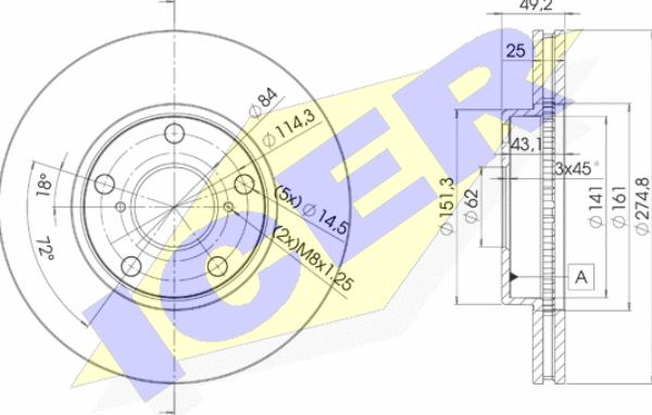 Icer 78BD2878-2 - Brake Disc autospares.lv