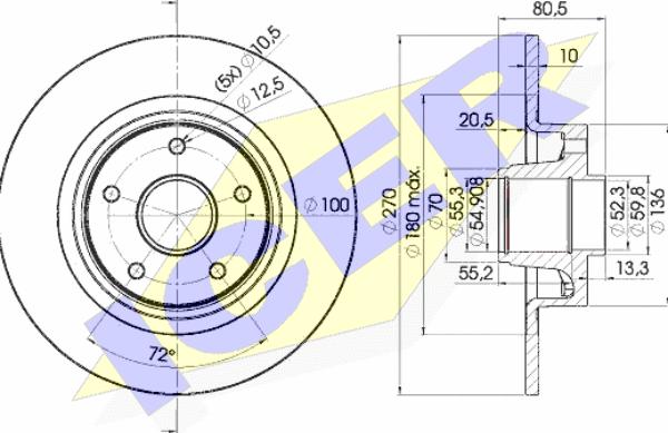 Icer 78BD7898-1 - Brake Disc autospares.lv