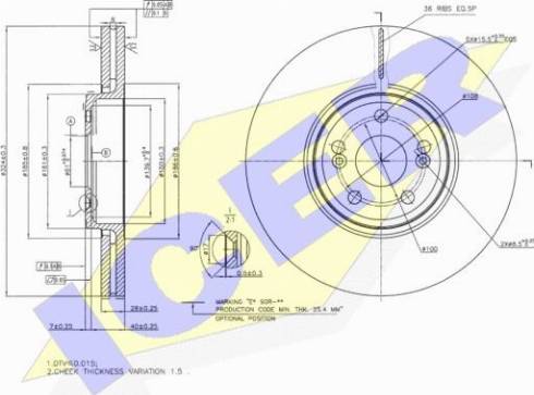 Icer 78BD7357-A - Brake Disc autospares.lv