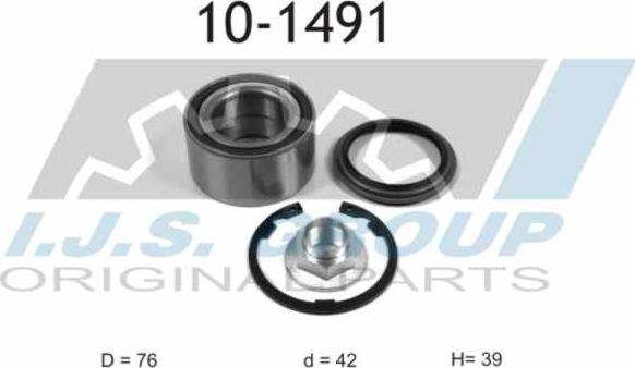 IJS GROUP 10-1491 - Wheel hub, bearing Kit autospares.lv