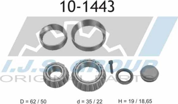 IJS GROUP 10-1443 - Wheel hub, bearing Kit autospares.lv