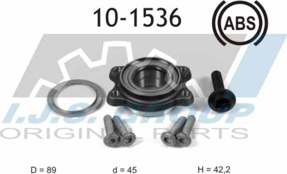 IJS GROUP 10-1536 - Wheel hub, bearing Kit autospares.lv