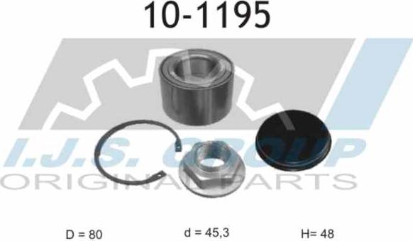 IJS GROUP 10-1195 - Wheel hub, bearing Kit autospares.lv