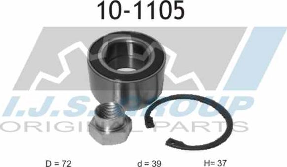 IJS GROUP 10-1105 - Wheel hub, bearing Kit autospares.lv