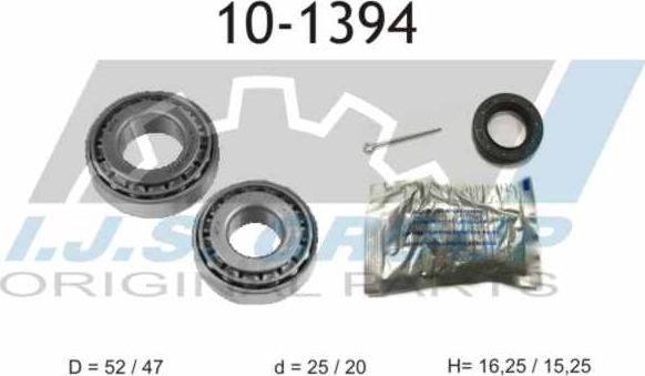 IJS GROUP 10-1394 - Wheel hub, bearing Kit autospares.lv
