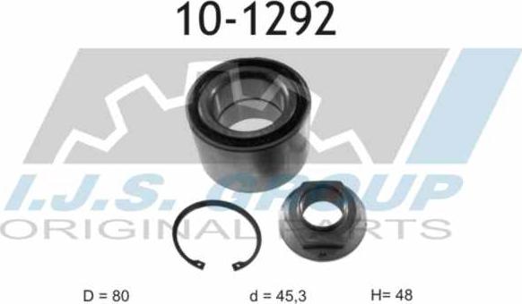 IJS GROUP 10-1292 - Wheel hub, bearing Kit autospares.lv