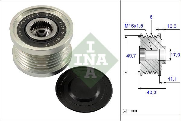 INA 535 0093 10 - Pulley, alternator, freewheel clutch autospares.lv