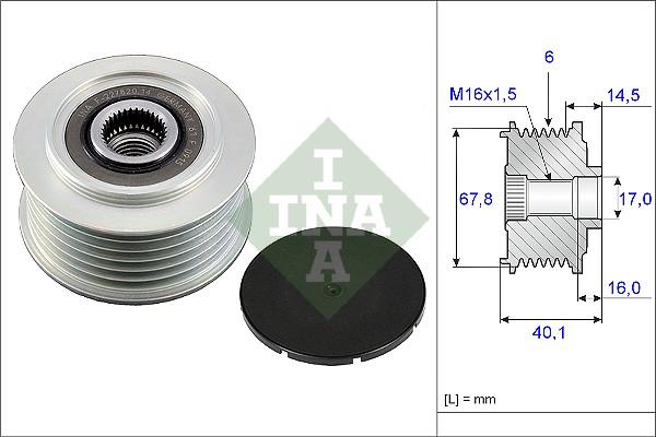 INA 535 0047 10 - Pulley, alternator, freewheel clutch autospares.lv