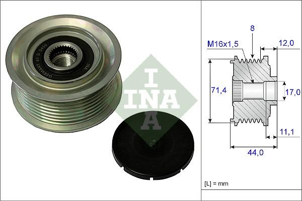 INA 535 0055 10 - Pulley, alternator, freewheel clutch autospares.lv