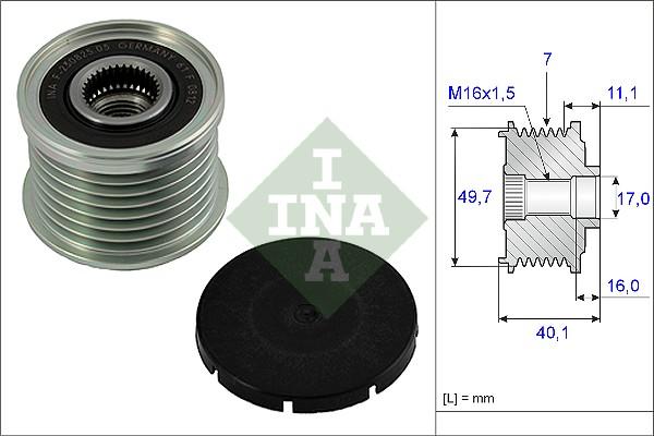 INA 535 0021 10 - Pulley, alternator, freewheel clutch autospares.lv