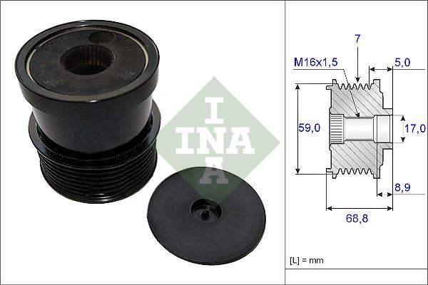 INA 535 0070 30 - Pulley, alternator, freewheel clutch autospares.lv