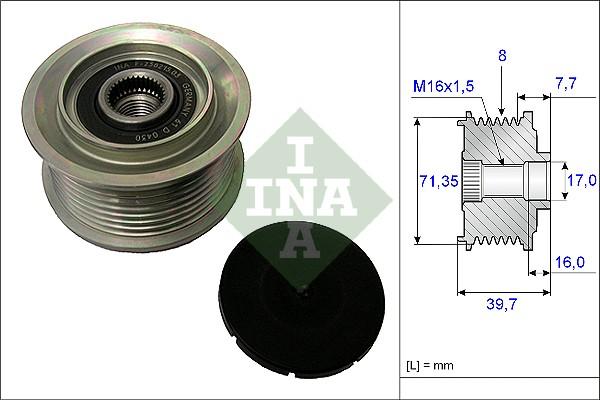 INA 535 0078 10 - Pulley, alternator, freewheel clutch autospares.lv