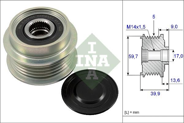 INA 535 0199 10 - Pulley, alternator, freewheel clutch autospares.lv