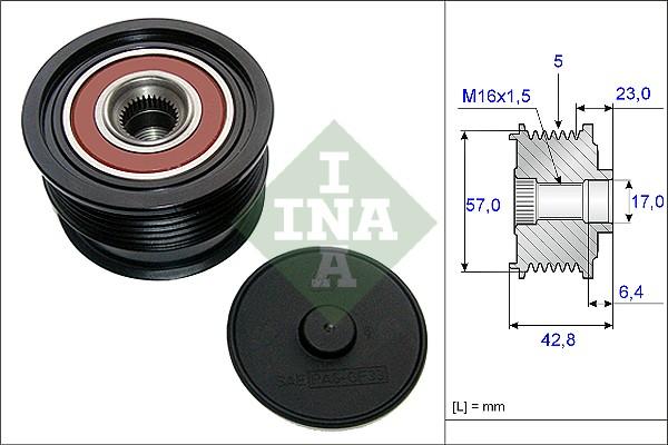 INA 535 0190 10 - Pulley, alternator, freewheel clutch autospares.lv