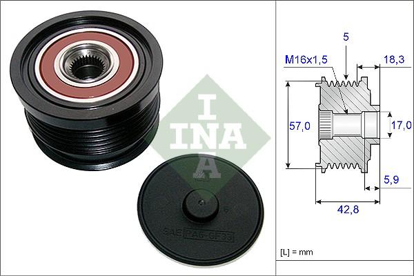 INA 535 0191 10 - Pulley, alternator, freewheel clutch autospares.lv