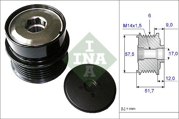 INA 535 0197 10 - Pulley, alternator, freewheel clutch autospares.lv