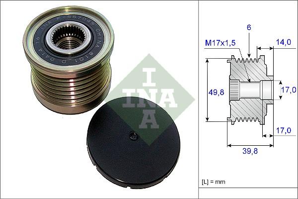 INA 535 0146 10 - Pulley, alternator, freewheel clutch autospares.lv